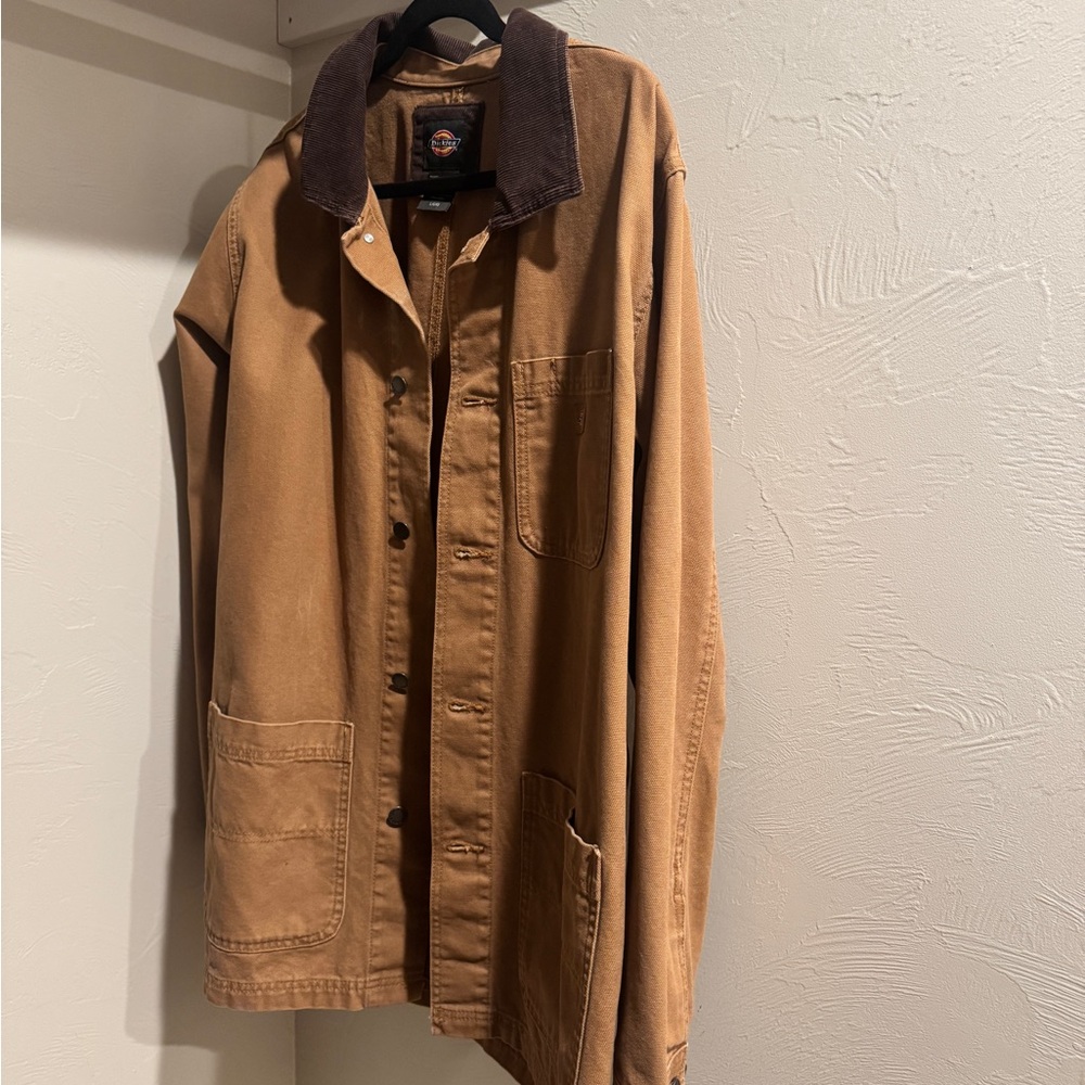 Dickies Stonewashed Duck Unlined Chore Coat Men's L Brown